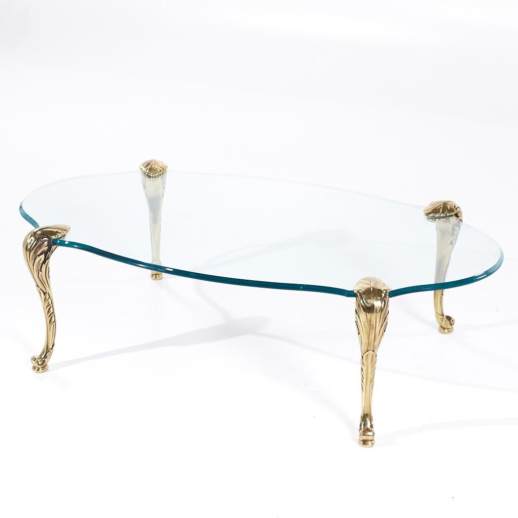 XXIe siècle et contemporain Table basse en laiton et verre de style P E Guerin en vente