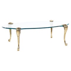 Mesa baja de latón y cristal estilo P E Guerin