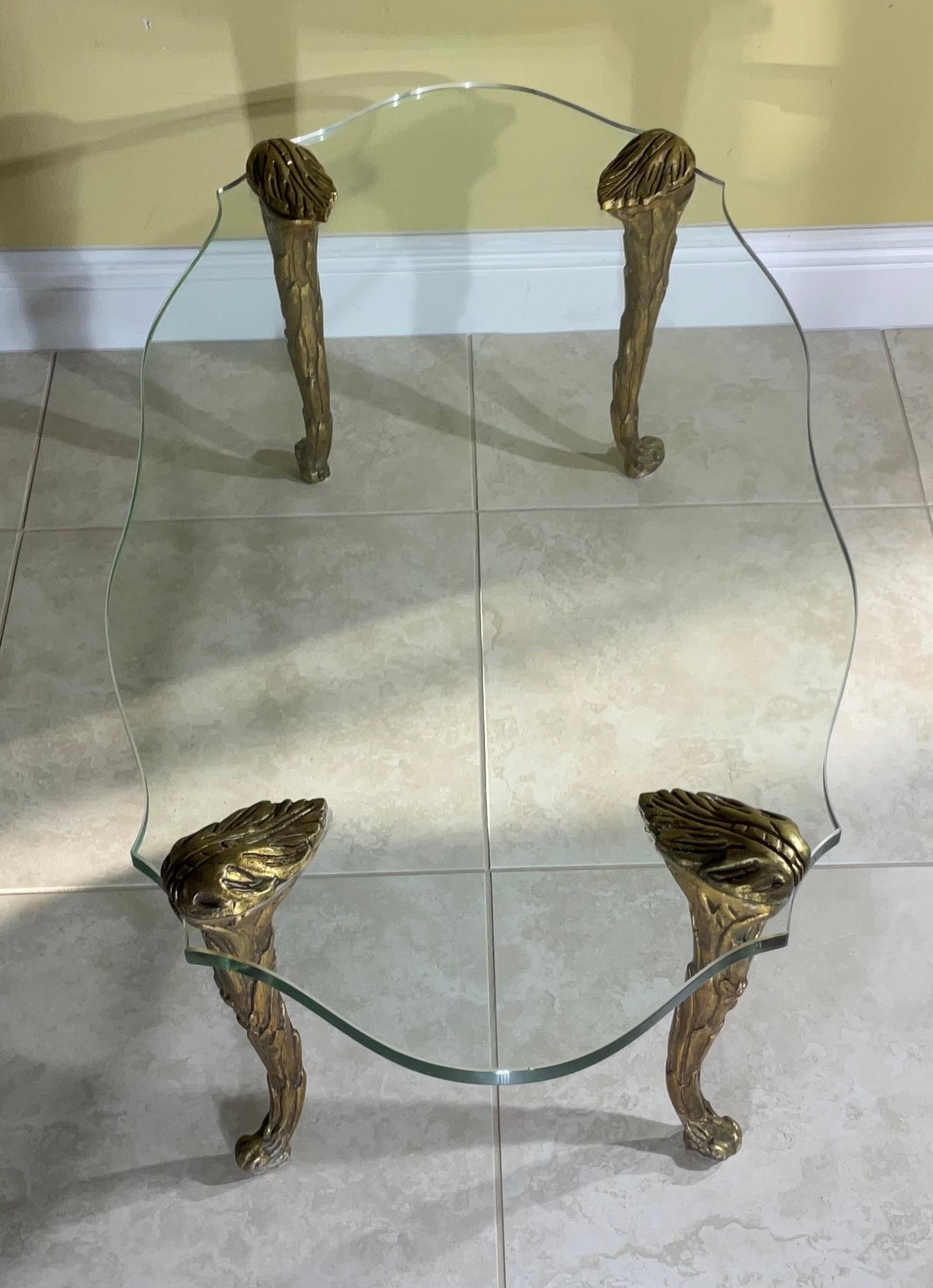 P .E Guerin Style Giltwood and Glass Coffee Table 2
