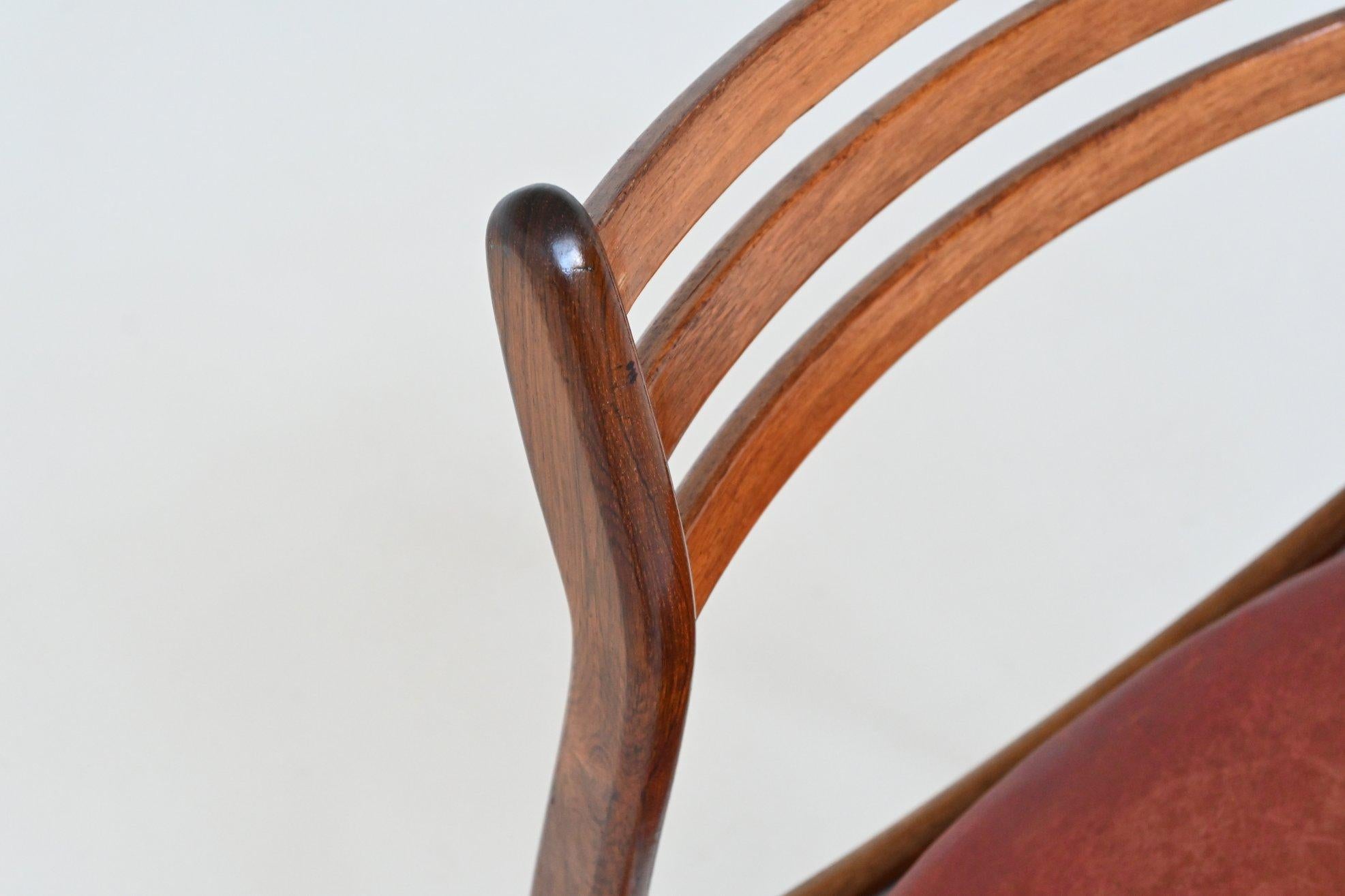 P. E. Jorgensen dining chairs in rosewood Farso Stolefabrik Denmark 1960 For Sale 7