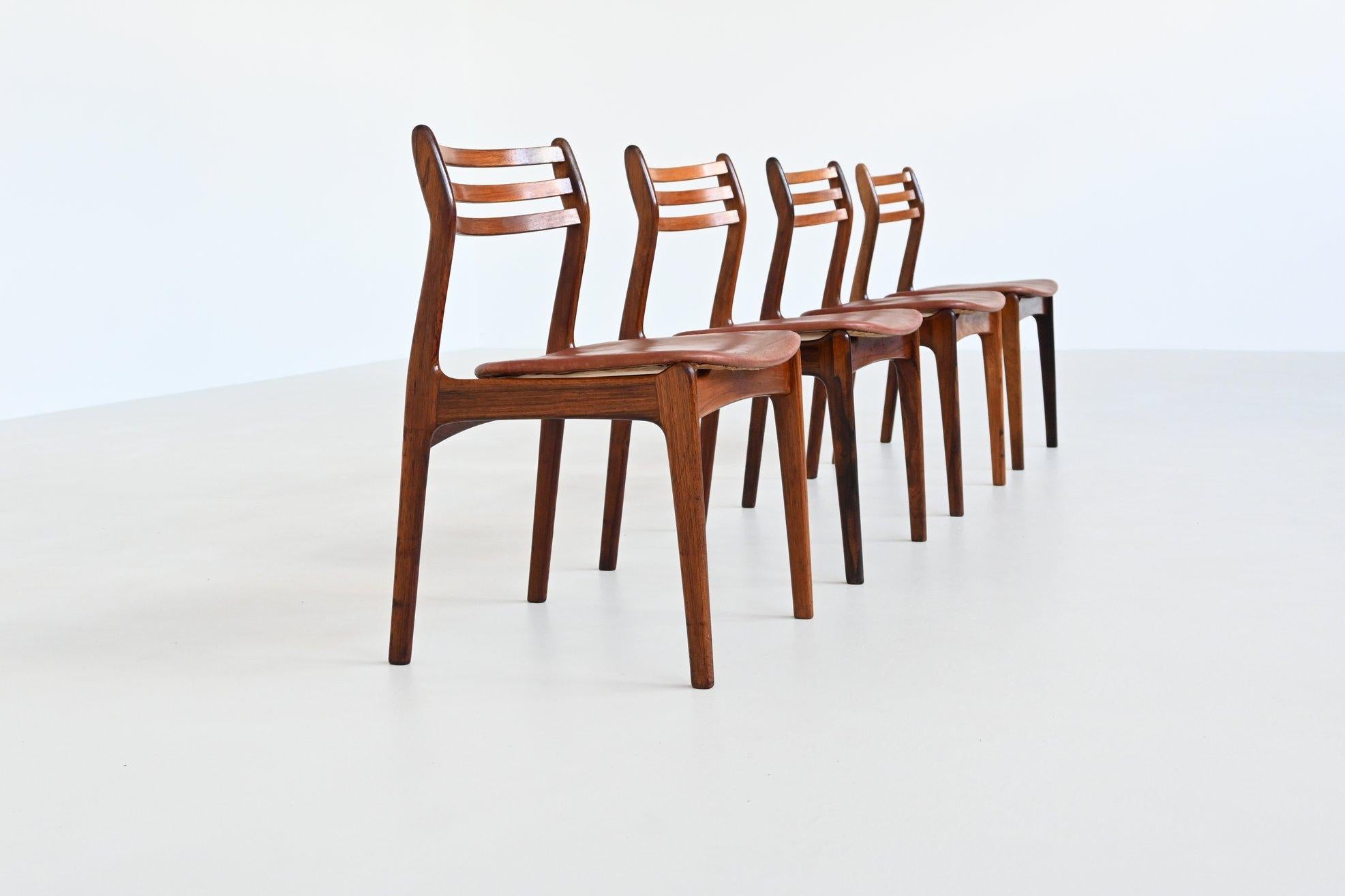Scandinavian Modern P. E. Jorgensen dining chairs in rosewood Farso Stolefabrik Denmark 1960 For Sale
