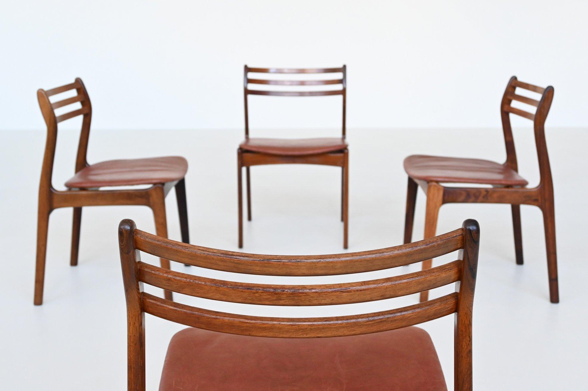 P. E. Jorgensen dining chairs in rosewood Farso Stolefabrik Denmark 1960 In Good Condition For Sale In Etten-Leur, NL