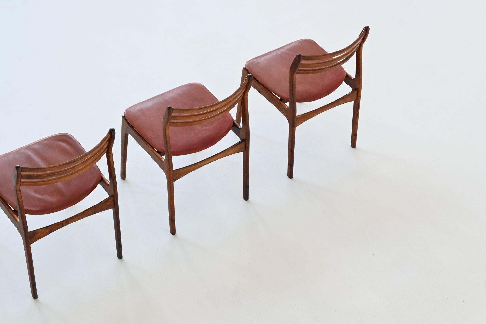 P. E. Jorgensen dining chairs in rosewood Farso Stolefabrik Denmark 1960 For Sale 1