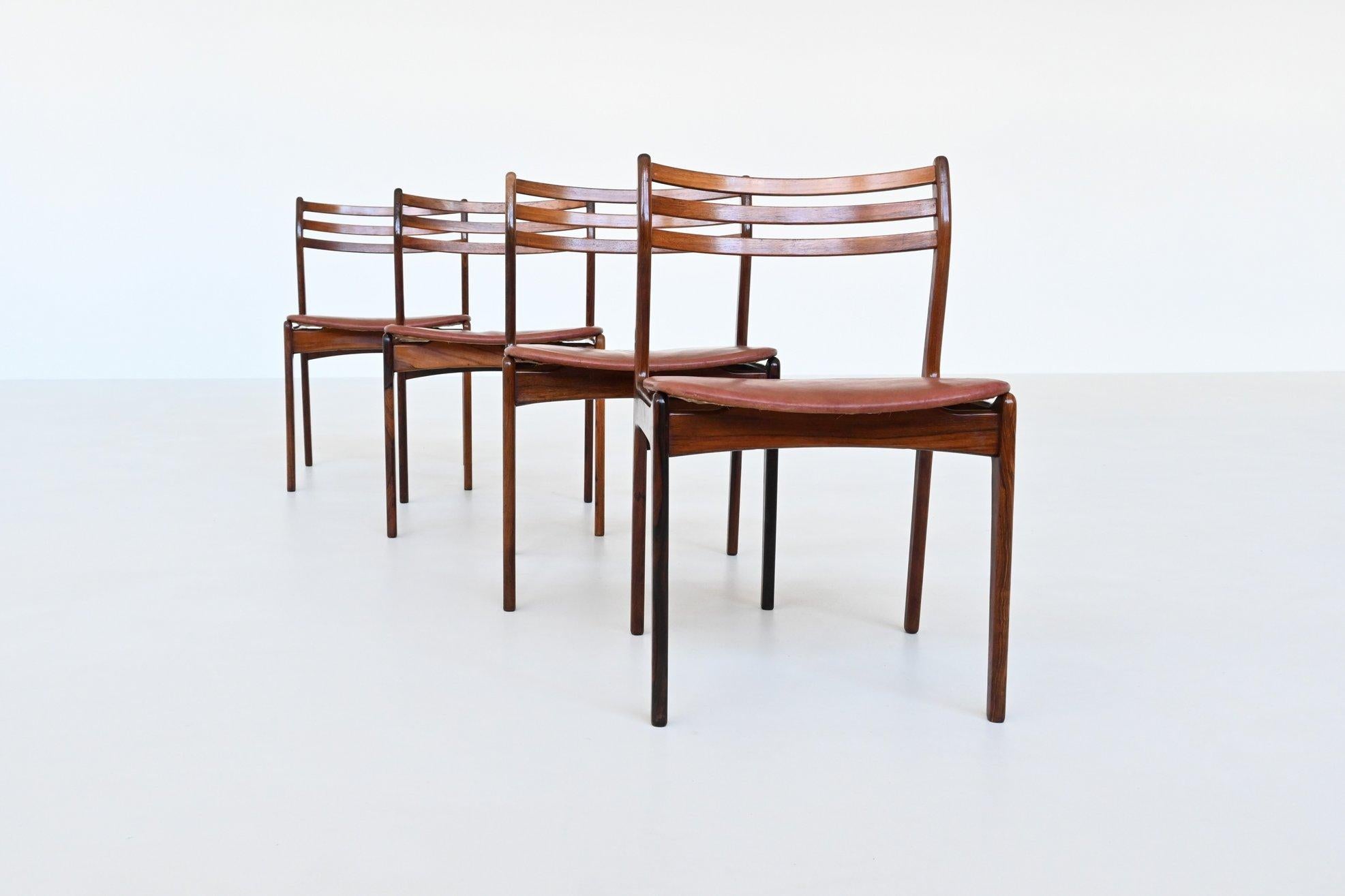 P. E. Jorgensen dining chairs in rosewood Farso Stolefabrik Denmark 1960 For Sale 2