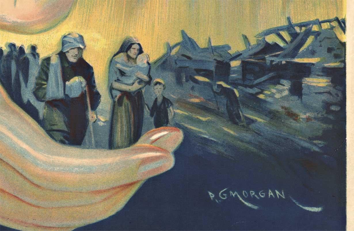 Settimana del Fondo di Guerra Originale  Mantieni questa Mano della Misericordia al suo lavoro  poster d'epoca - Figurative Print Marrone di P. G. Morgan
