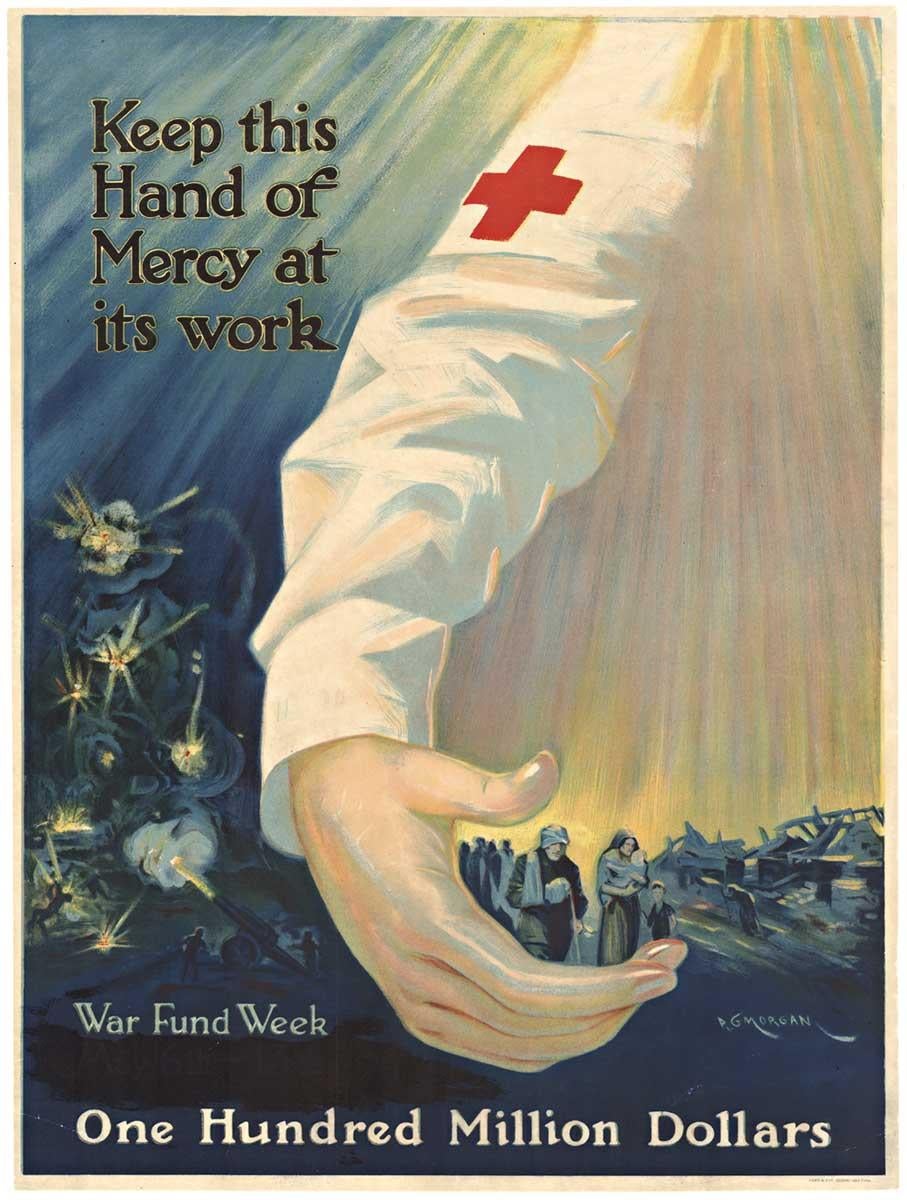 P. G. Morgan Figurative Print - Original War Fund Week  Keep this Hand of Mercy at its work  vintage poster 