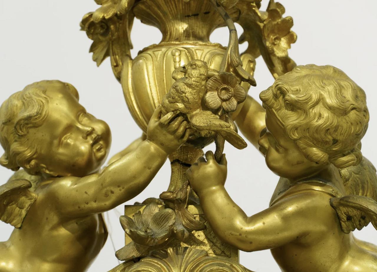 Fine gilt bronze Figural Mantel clock  - Sculpture by Grobe, P.G. Philippe