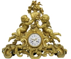 Antique Fine gilt bronze Figural Mantel clock 
