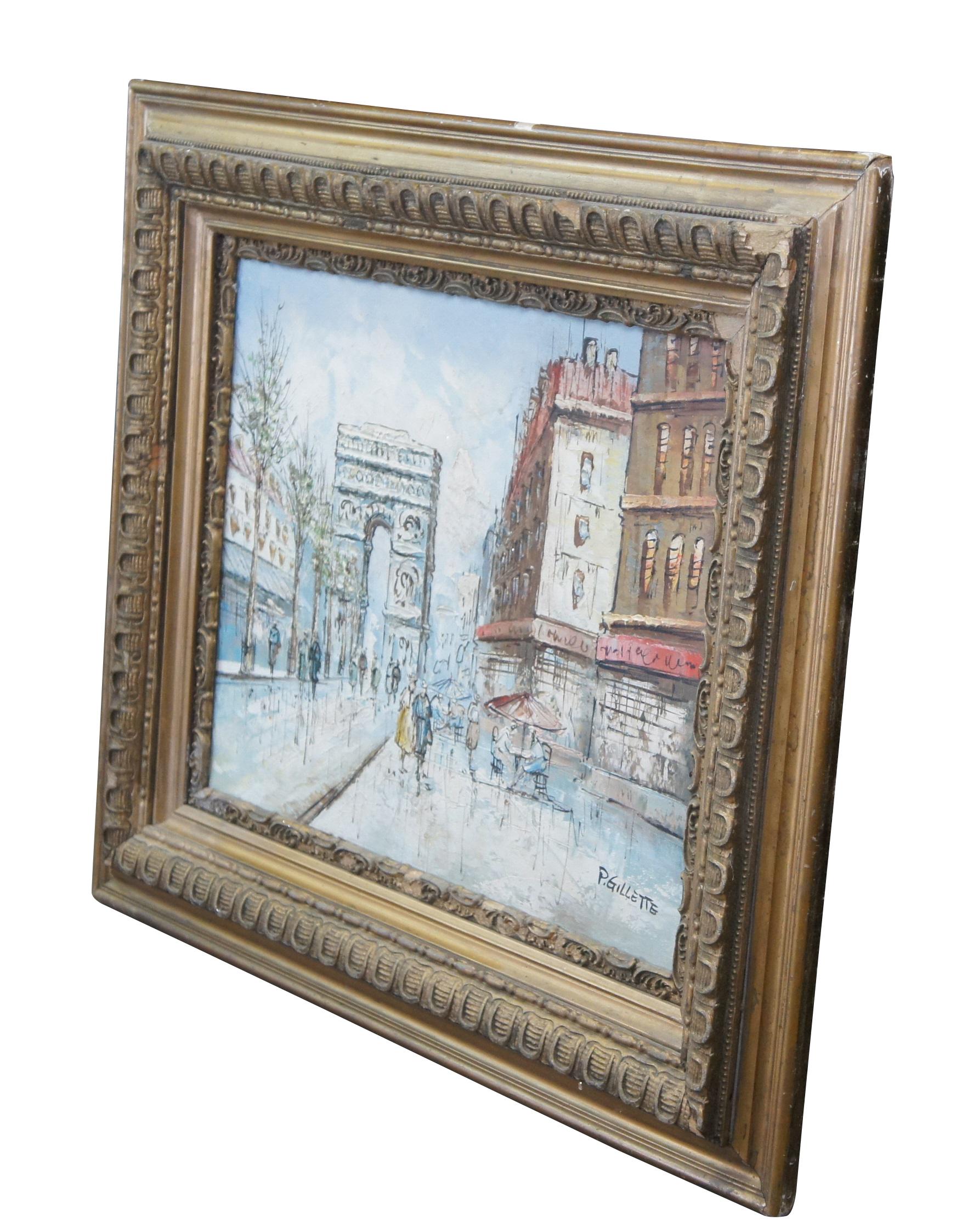 Expressionist P. Gillette French Impressionist Arc De Triomphe Cityscape Oil Painting Framed