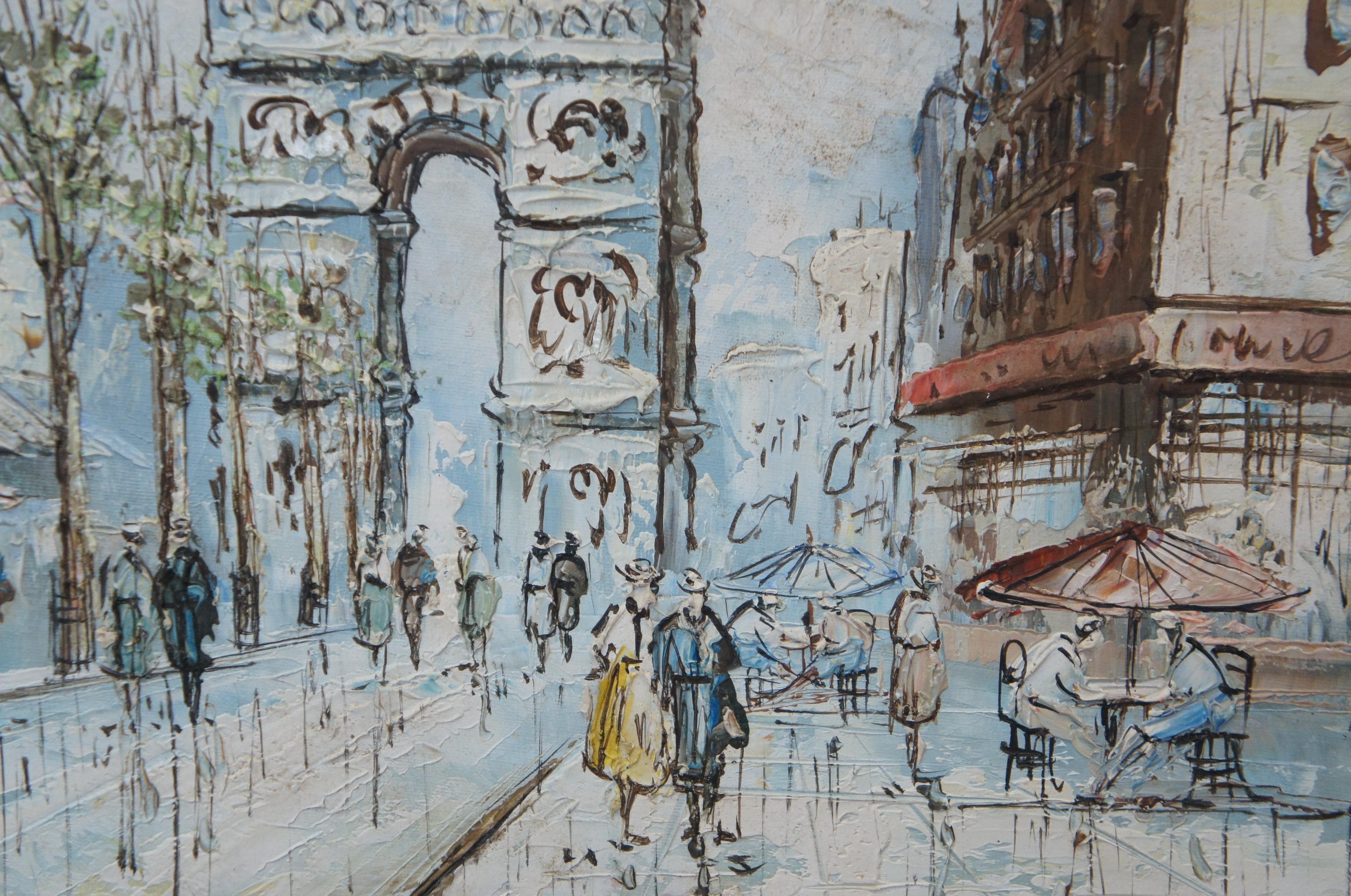 Canvas P. Gillette French Impressionist Arc De Triomphe Cityscape Oil Painting Framed