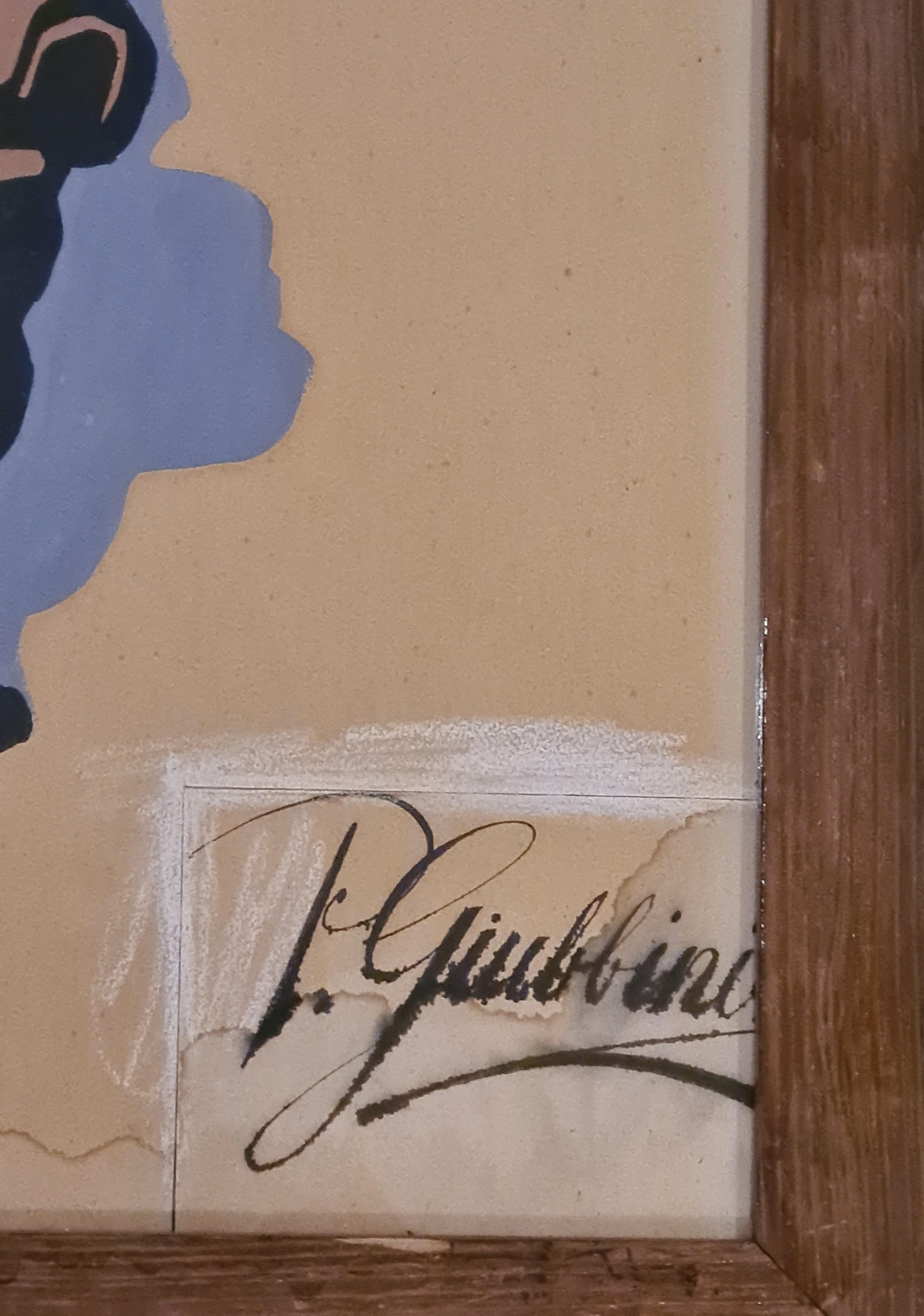 Englischer Windhund and Preussischer Landjuncker. 2 Art Deco Gouache Portraits  - Brown Portrait Painting by P Giubbini