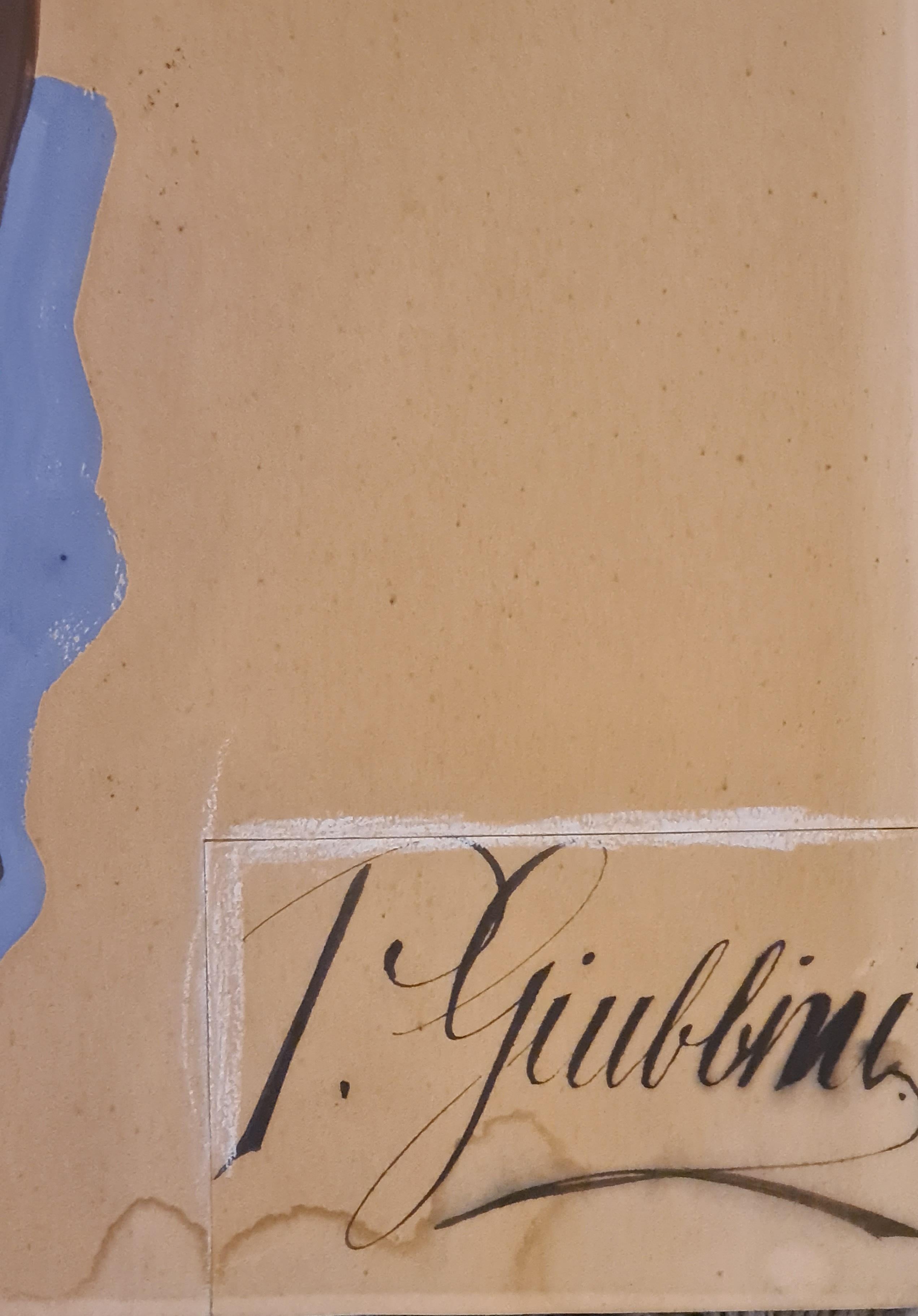 Englischer Windhund, Art Deco Gouache Portrait on Paper. - Brown Portrait Painting by P Giubbini