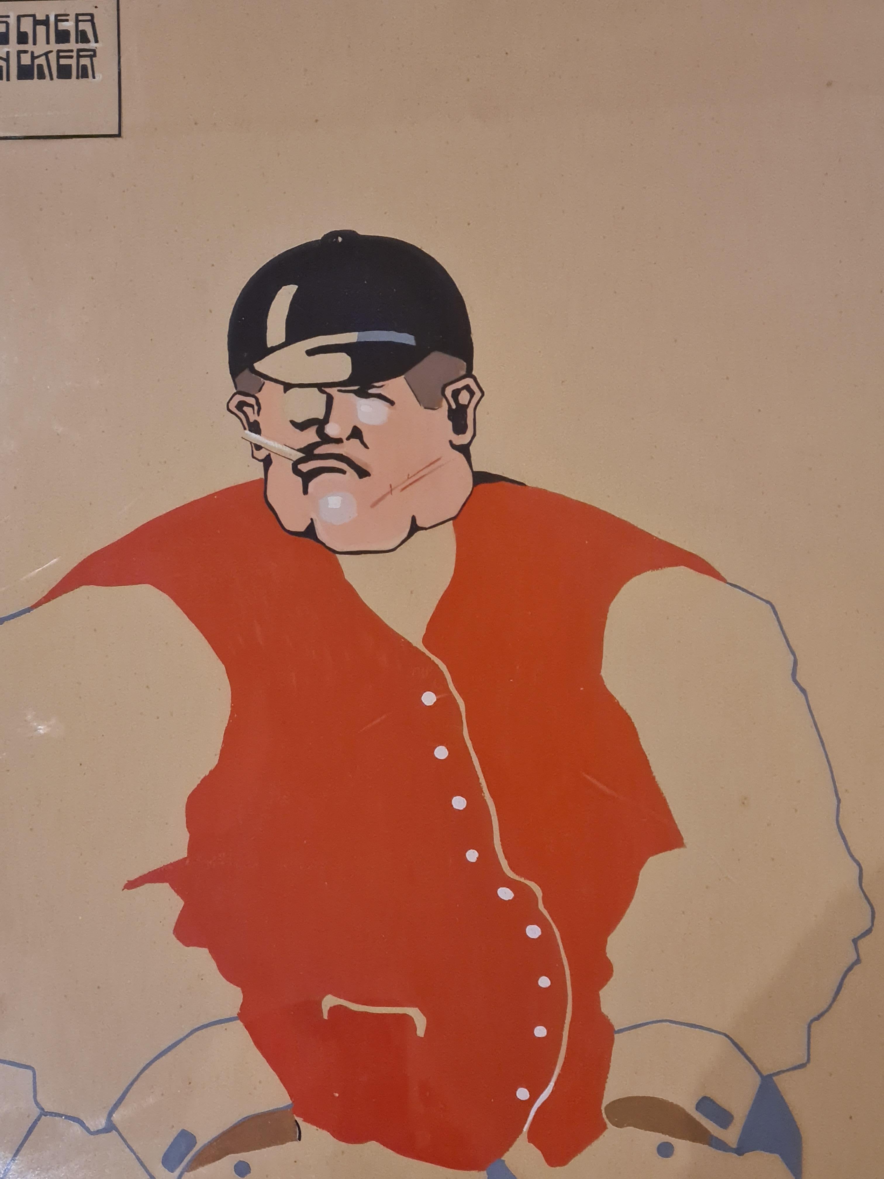 Preussischer Landjuncker, Art déco-Porträt in Gouache auf Papier, Gouache 2