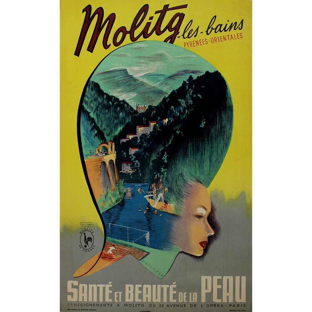 Circa 1930 original travel poste promotes the spa resort of Molitg-les-Bains - Print by P. Gurtler