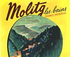 Original Molitg les Bains Pyrenees Orientales vintage French travel poster