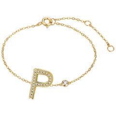 P Initial Bezel Chain Anklet