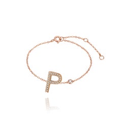 P Initial Bezel Chain Bracelet