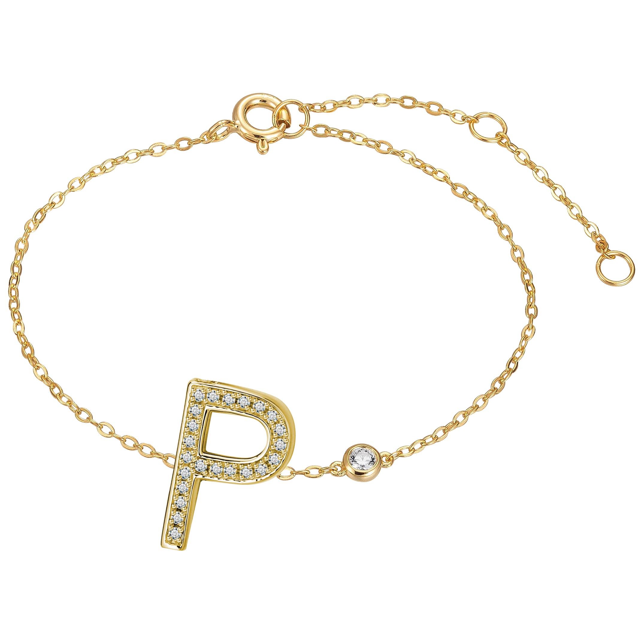 P Initial Bezel Chain Bracelet For Sale