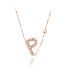 P Initial Bezel Chain Necklace