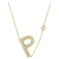 P Initial Bezel Chain Necklace