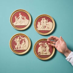 P. Ipsen (1815-1860) Set of Red & Gilded Terracotta Wall Roundels