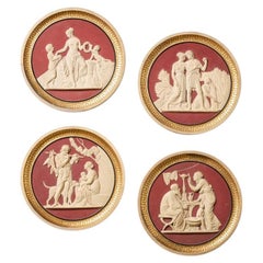 P. Ipsen (1815-1860) Set of Red & Gilded Terracotta Wall Roundels