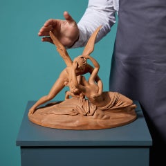P. Ipsen (1815-1860) Terracotta Figure of Psyche Revived by Cupid’s Kiss
