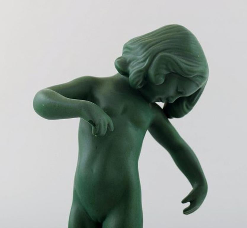 Danish P. Ipsen's, Denmark Jade Green Girl No. 888. Venus Kalipygos, Design Kai Nielsen