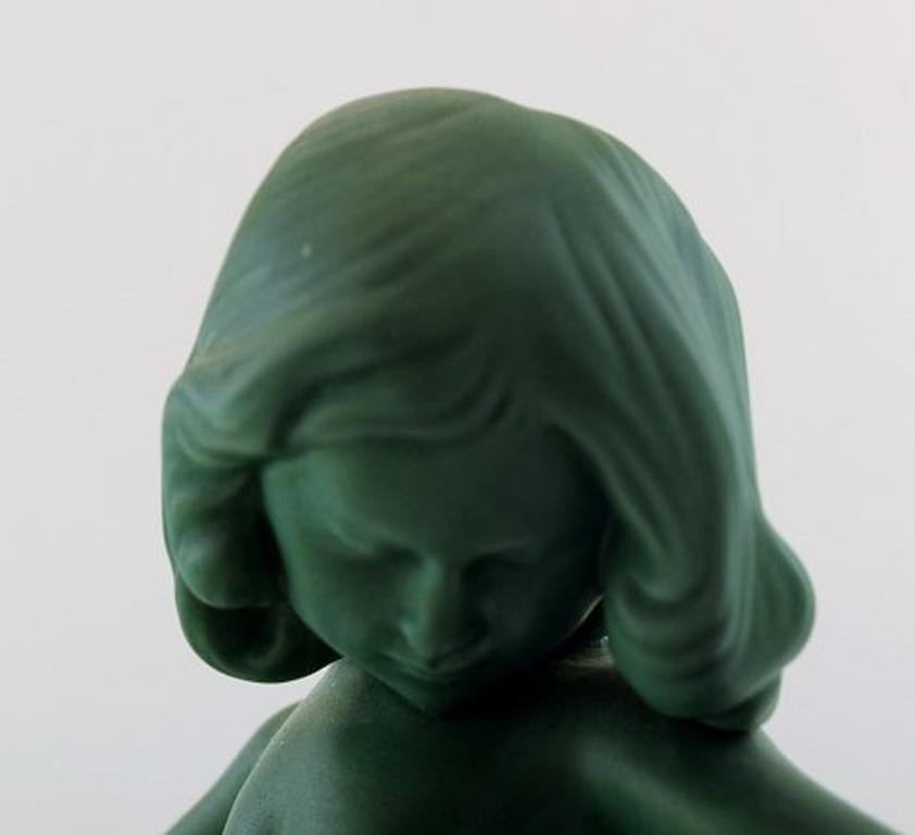 Mid-20th Century P. Ipsen's, Denmark Jade Green Girl No. 888. Venus Kalipygos, Design Kai Nielsen