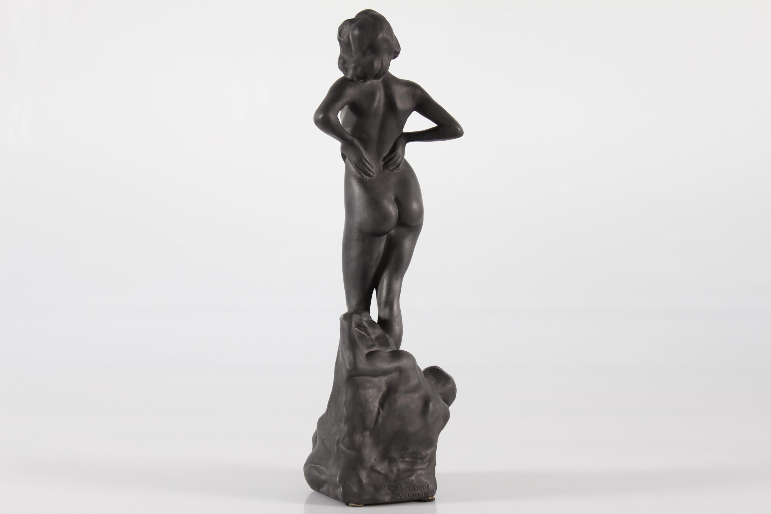 Danish P. Ipsens Enke Figurine of a Young Woman Designed by Jens Jacob Bregnoe Nielsen