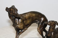 Two Greyhound Dogs with Ball, by P. J. Mêne (Signed)