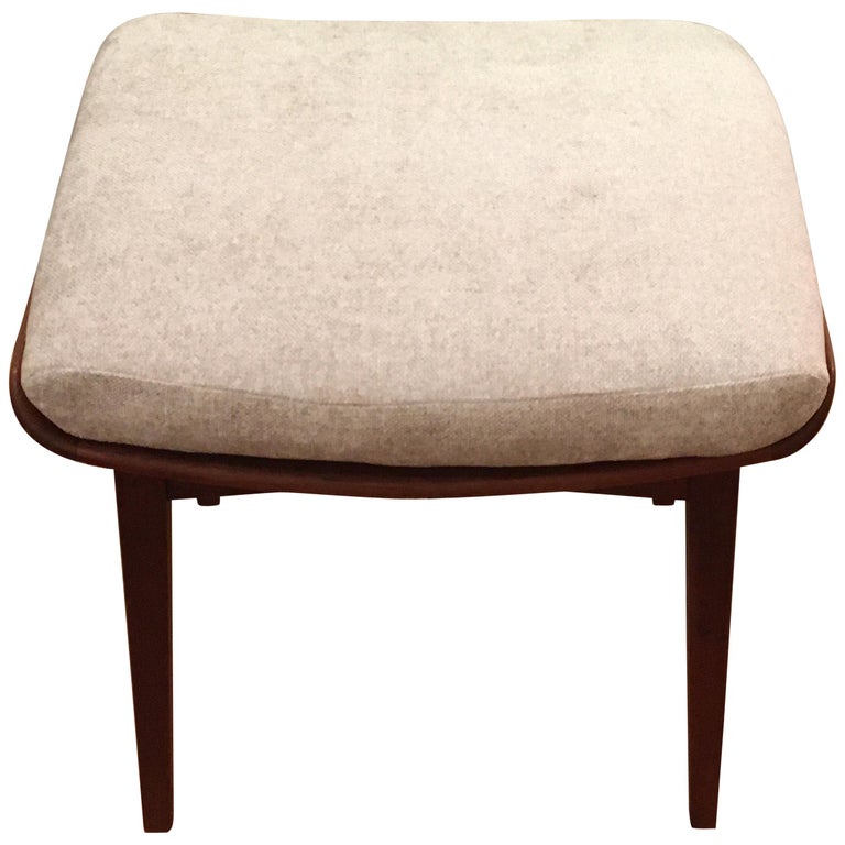 P Jensen Danish Mid-Century Modern Teak Bench or Stool with New Cushion For Sale