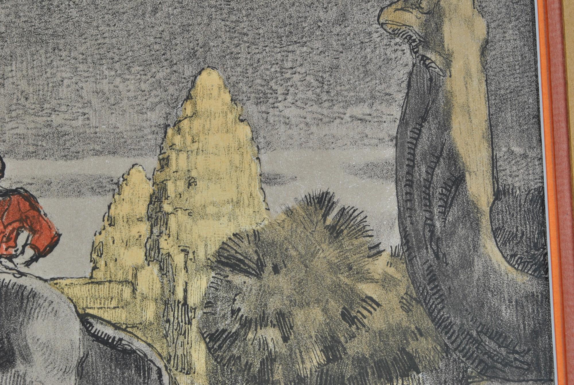P Jouve, Angkor Wat, gerahmte Lithographie, XX. Jahrhundert 1