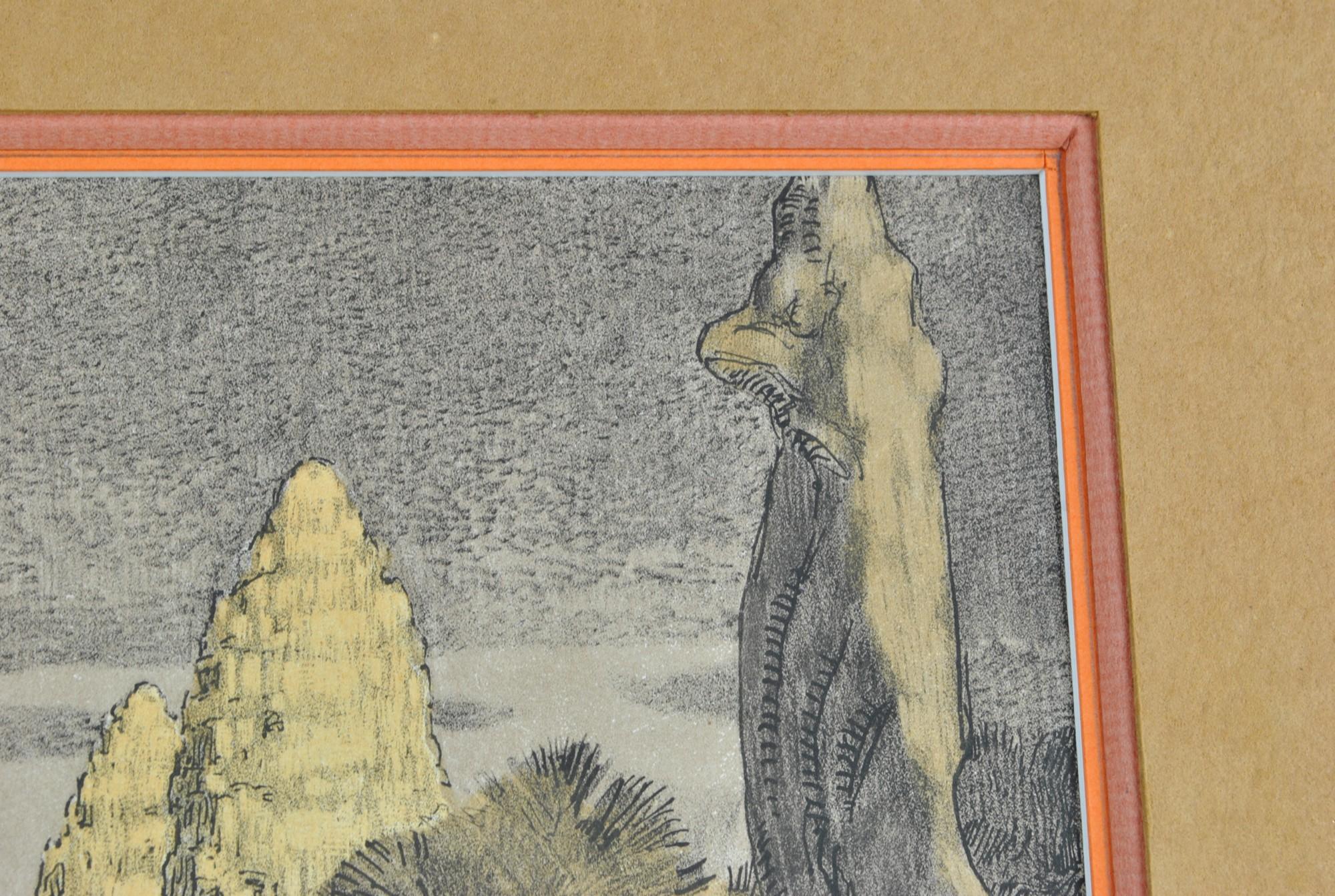 P Jouve, Angkor Wat, gerahmte Lithographie, XX. Jahrhundert 2