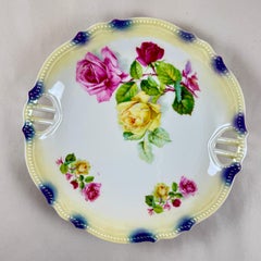 P K Silesia Porcelain Handled Rose Decorative Plate