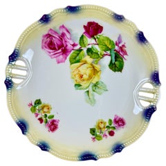 P K Silesia Porcelain Handled Rose Decorative Plate