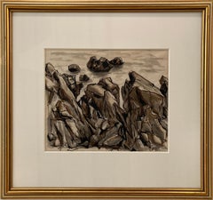 
Maine Coastal Landscape, 
 by P. Krewer, Watercolor Painting on Paper