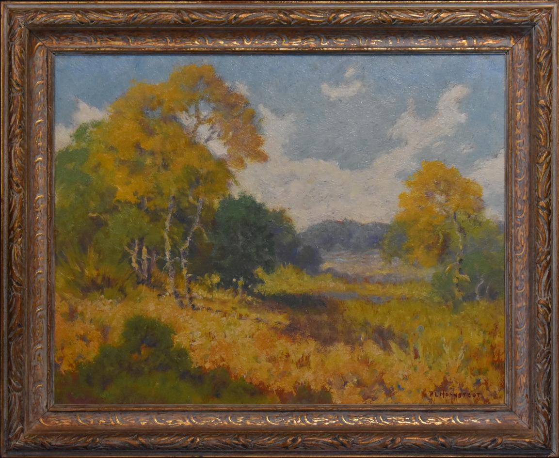 Landscape Painting di P. L. Hohnstedt (Peter Lanz) - "TEXAS SUMMER" HILL COUNTRY ANNI '30 CIRCA 1872-1957 ARTISTA DI CONFORTO