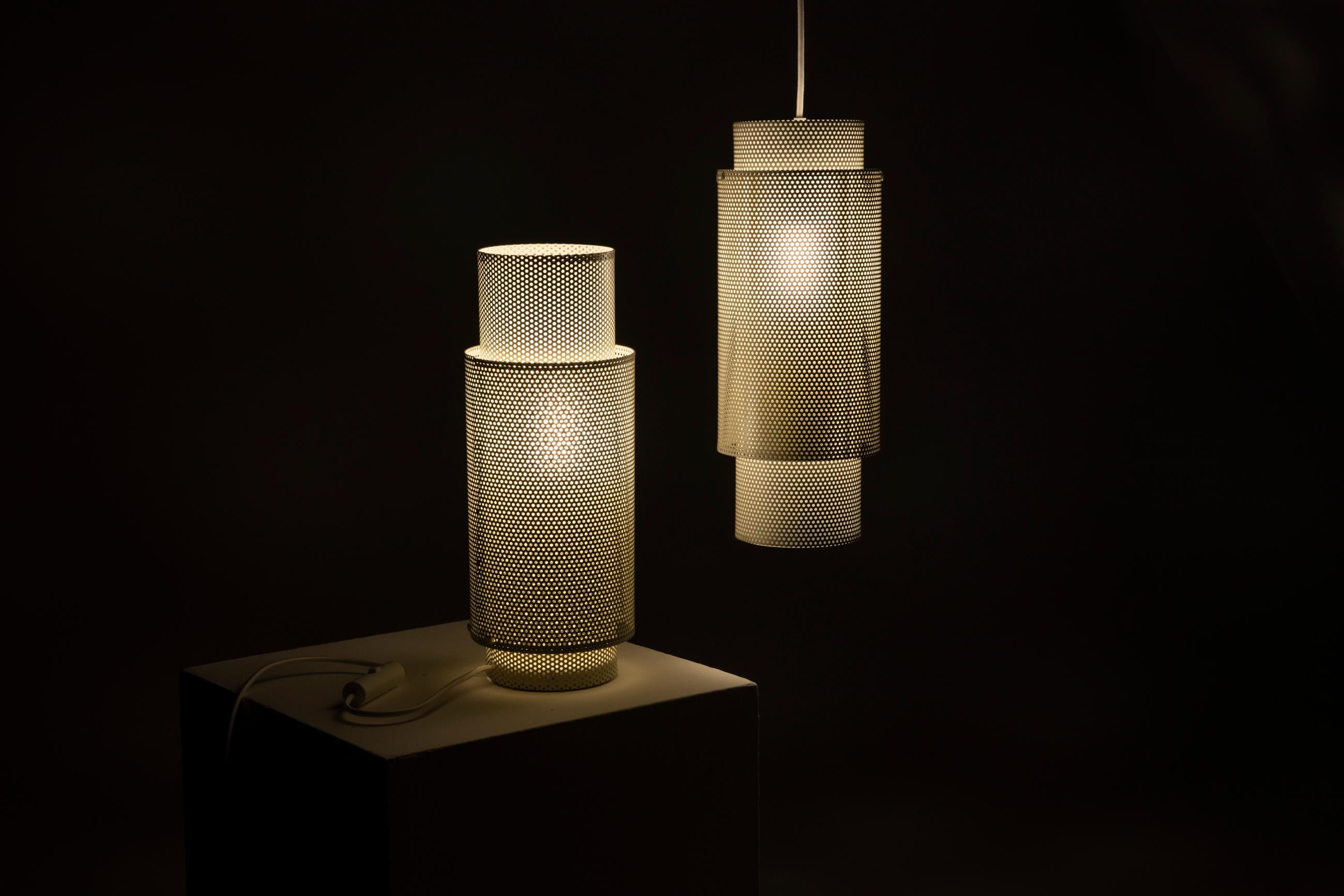 Modern P-Lamp In White. A Sculptural Perforated Lamp by Solmistudio—Made in Italy For Sale