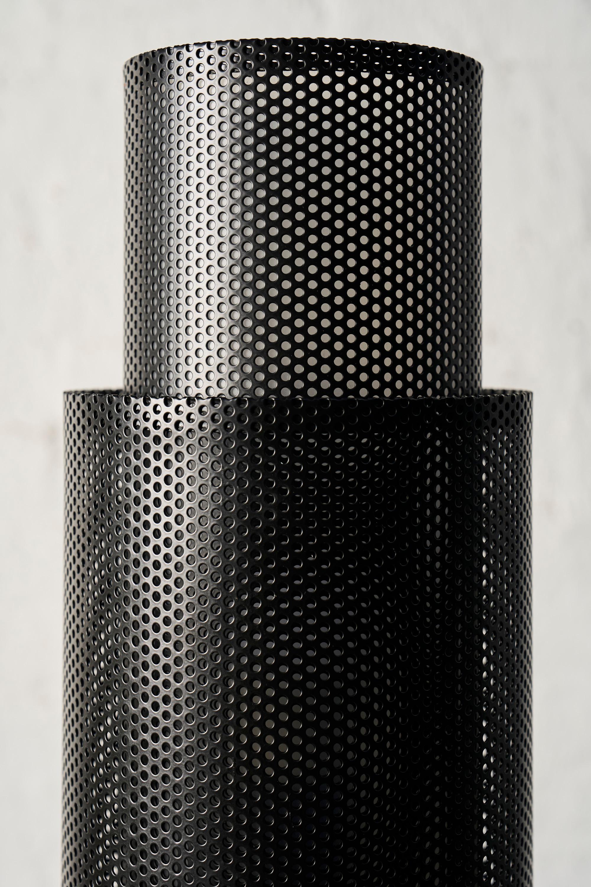 Italian P-Lamp — Black. A Sculptural Perforated Lamp by Solmistudio—Made in Italy For Sale