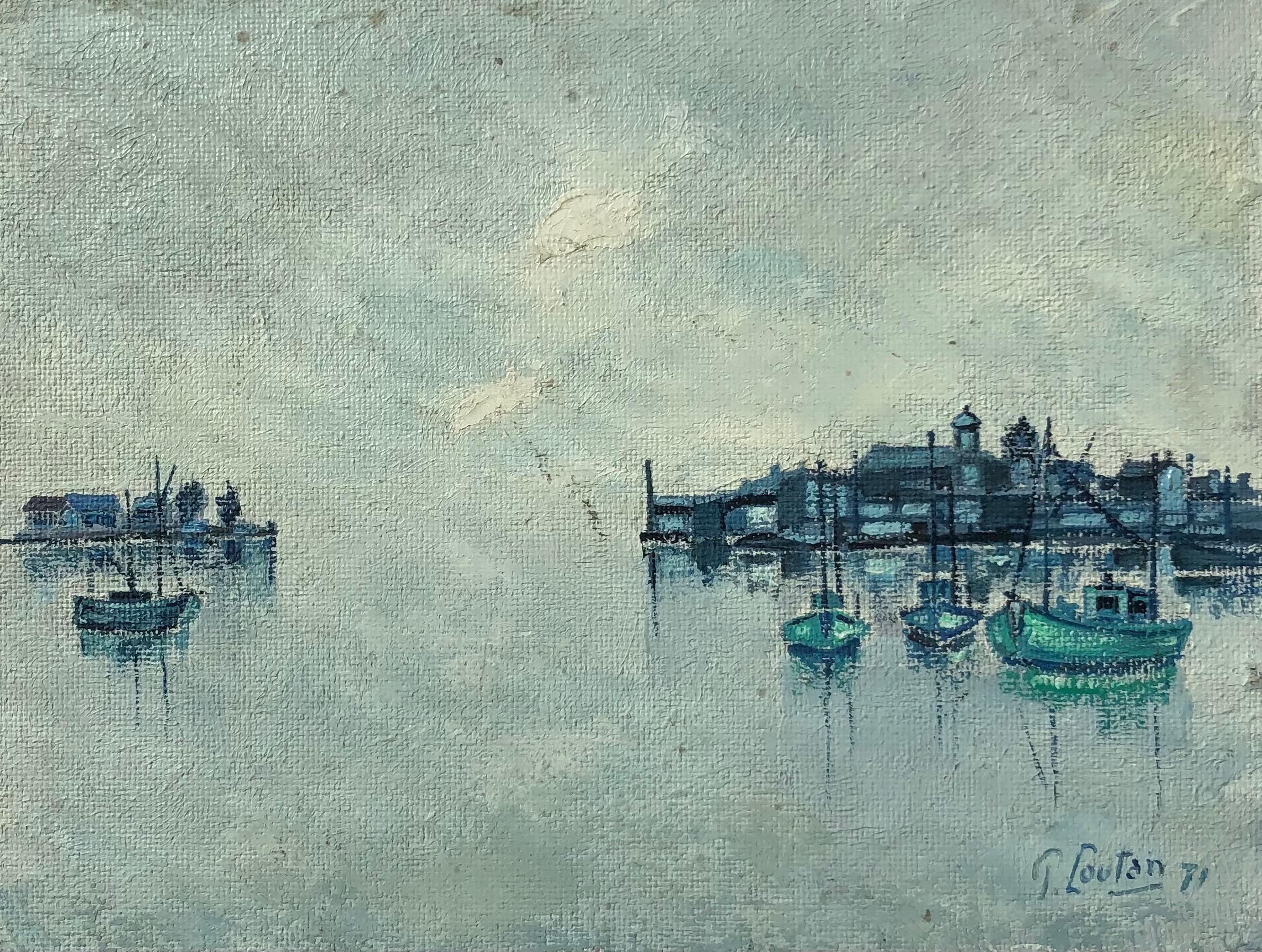 P. Loutan Landscape Painting - Fishing boats in the harbor