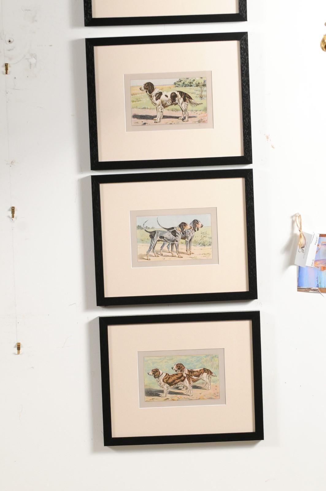 P. Mahler Custom Framed Lithographs Depicting Hunting Dogs in Outdoor Scenes 4