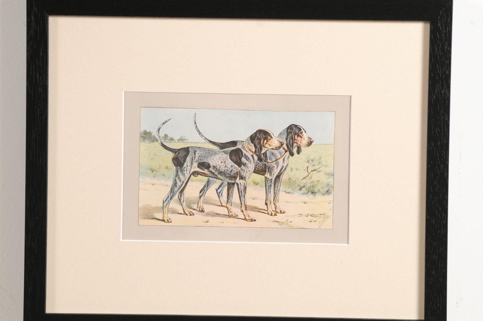 P. Mahler Custom Framed Lithographs Depicting Hunting Dogs in Outdoor Scenes 6