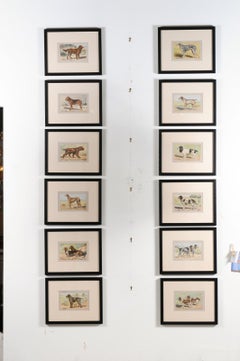 P. Mahler Custom Framed Lithographs Depicting Hunting Dogs in Outdoor Scenes
