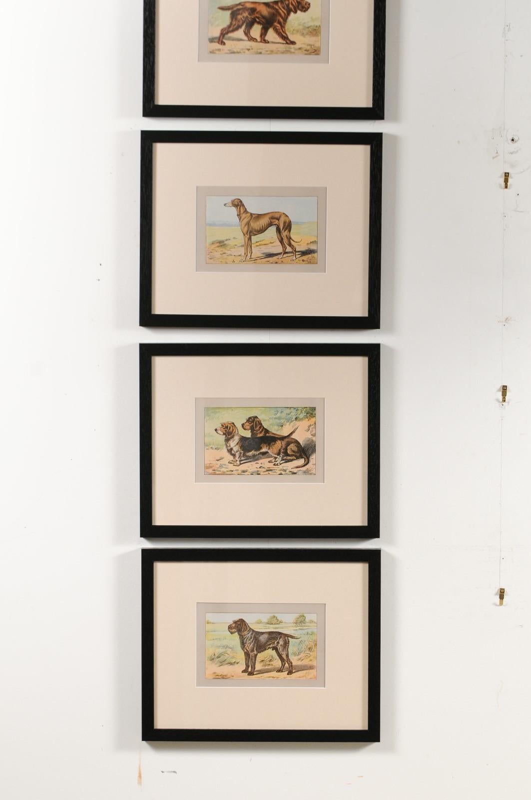 P. Mahler Custom Framed Lithographs Depicting Hunting Dogs in Outdoor Scenes 1