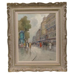 P. MANCINI  Impressionist Paris Street Scene After The Rain C. 1960