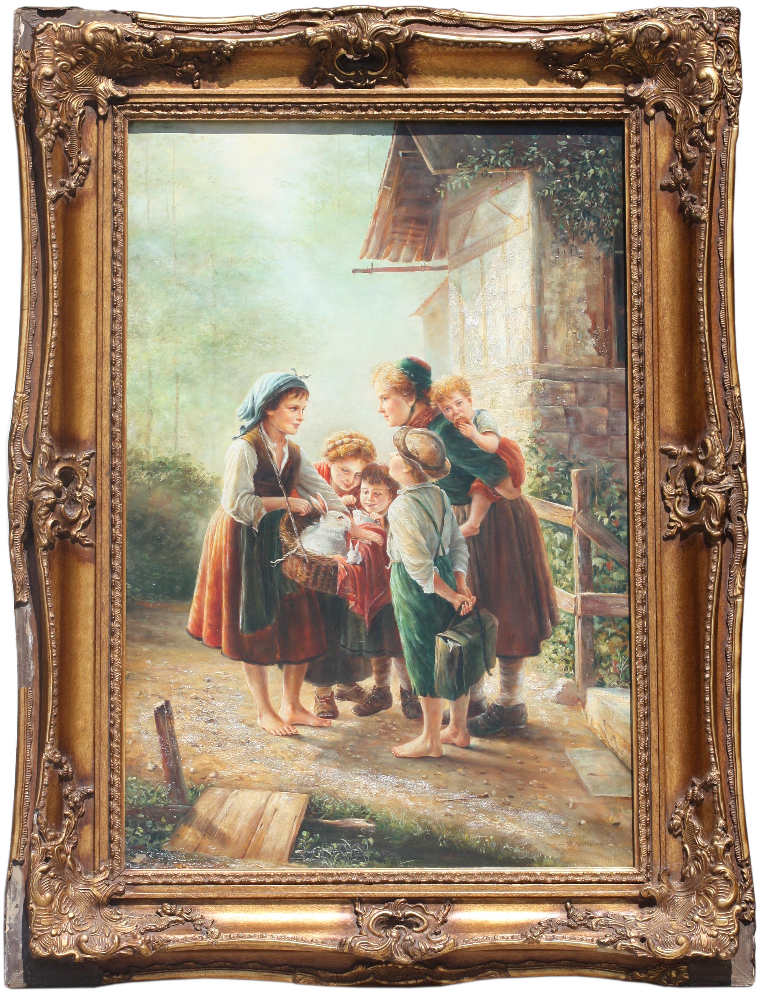 
P. Marsh, (europäische Schule), 19. Jahrhundert
Rabbit Seller, signiert P. Marsh, l.l., Öl auf Leinwand
36 x 24 Zoll (91,44 x 60,96 cm), insgesamt, in einem vergoldeten Holzrahmen 46 x 34 Zoll (116,84 x 86,36 cm)

