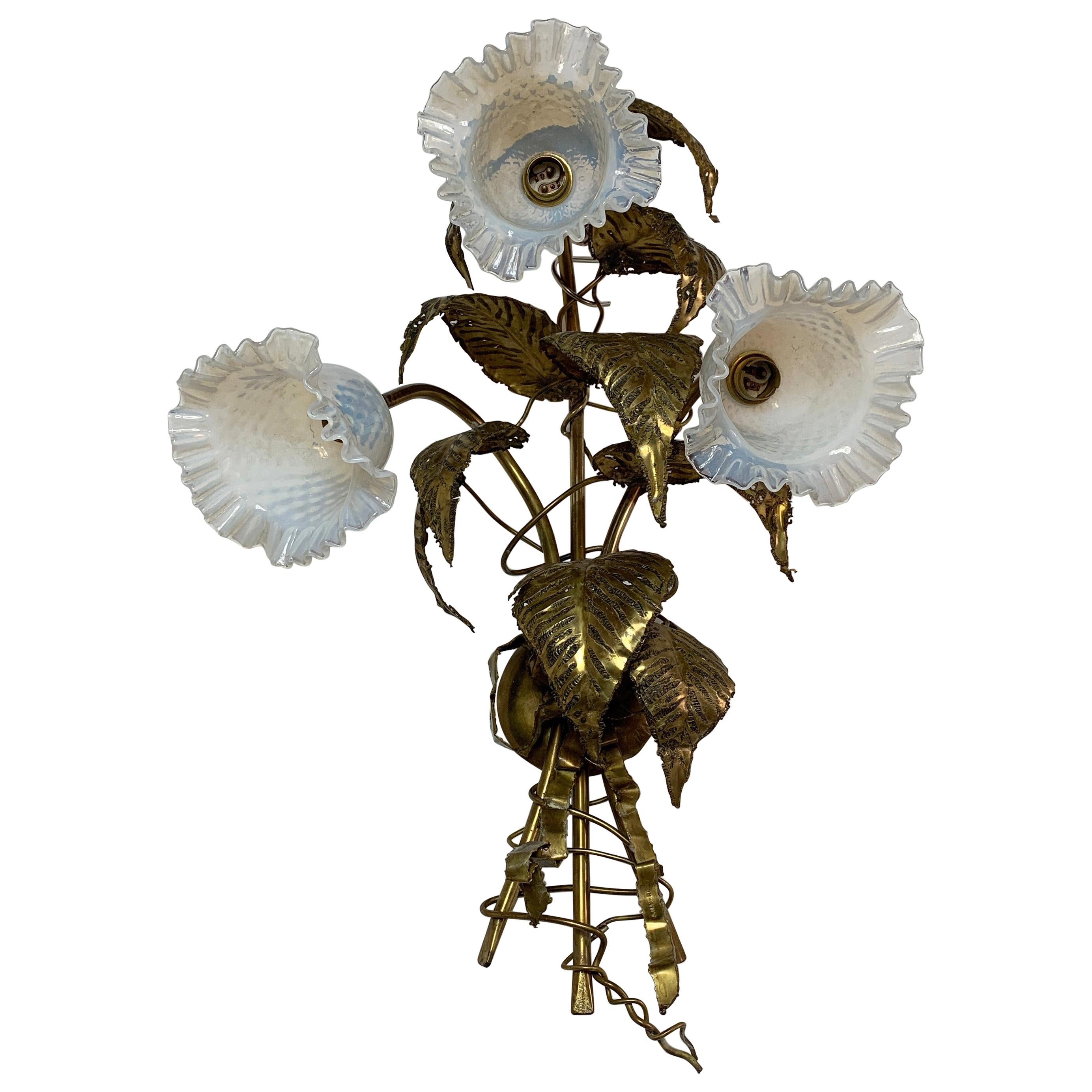 P. Mas-Rossi Leaves and Flowers Wall Sconce, circa 1950s