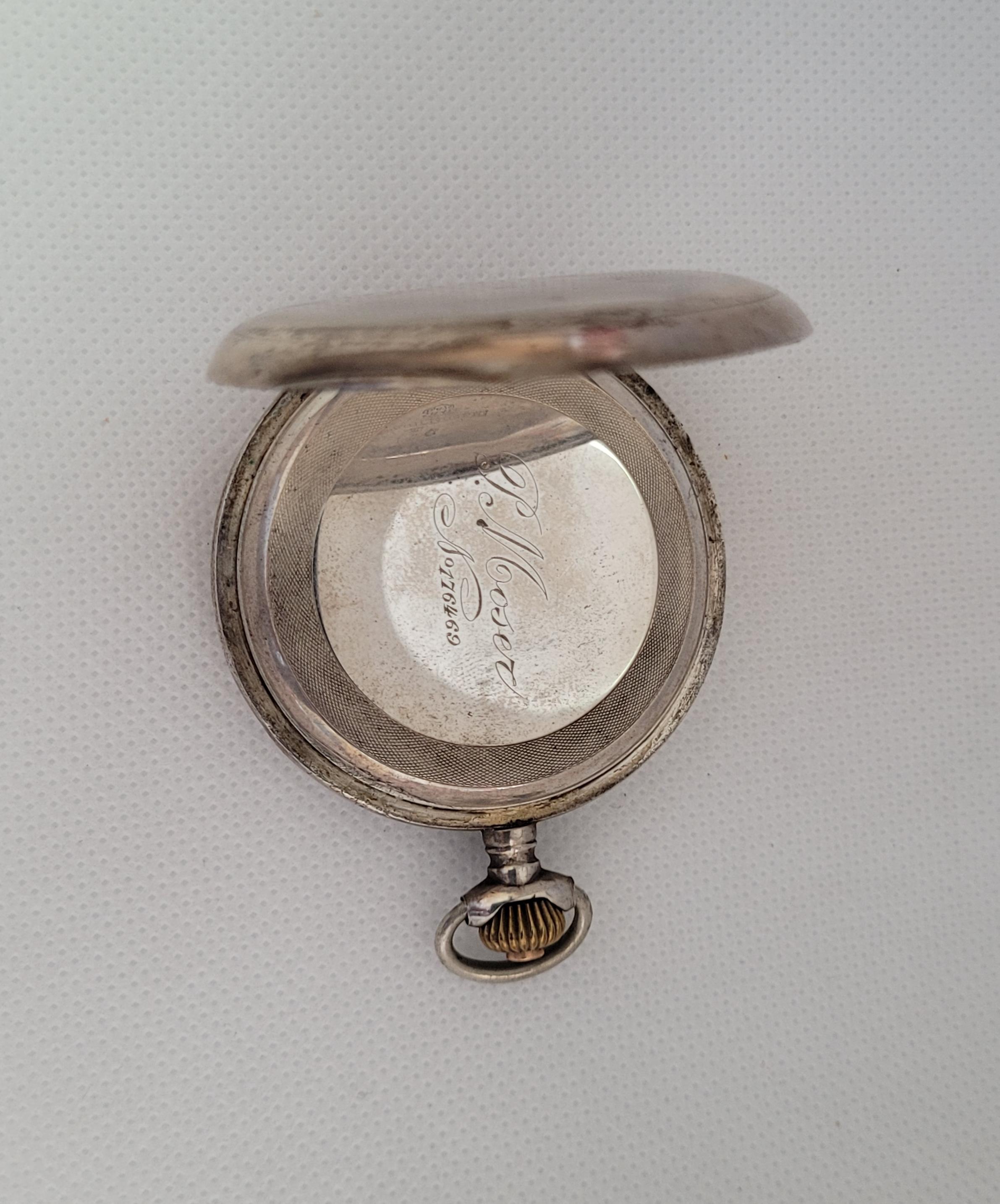 Women's or Men's P Moser Pocket Watch Working Case Year 1910 Swiss Made 875 Silver