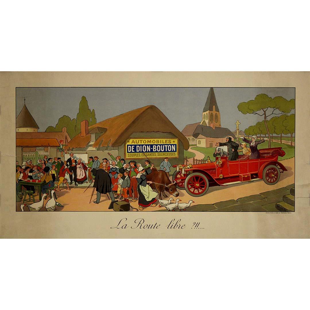 Circa 1900 original advertising poster by Mourgue - Automobiles De Dion Bouton